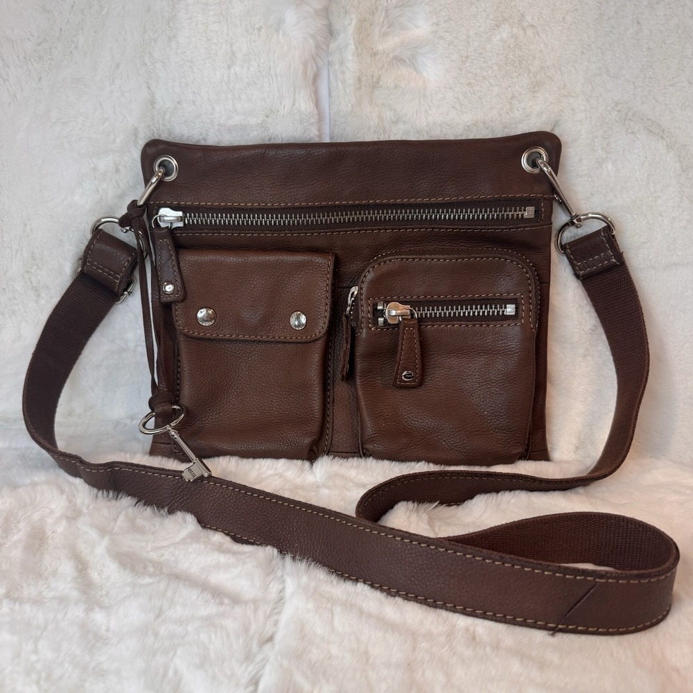FOSSIL Sutton Shoulder Crossbody Bag Espresso Adjustable Strap 12 x 12 Key